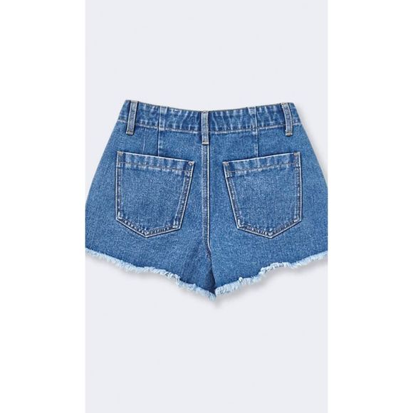 5-Pocket Frayed High Rise Denim Shorts - Picture 2 of 4